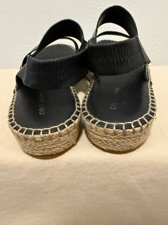 Cole Haan Black Cloudfeel Leather Espadrille Sandals Slingback Size 7 - Picture 6 of 6